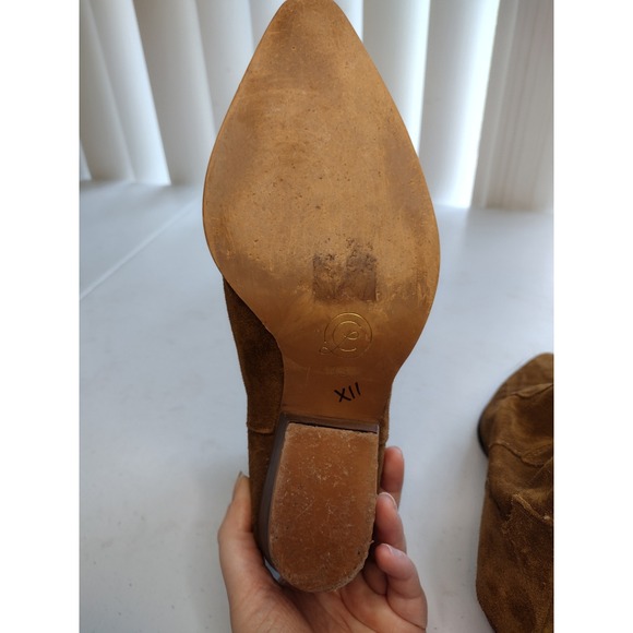 Chinese Laundry Suede Western Ankle Boots Brown Block Heel Pointed Toe 6.5 - Picture 6 of 7